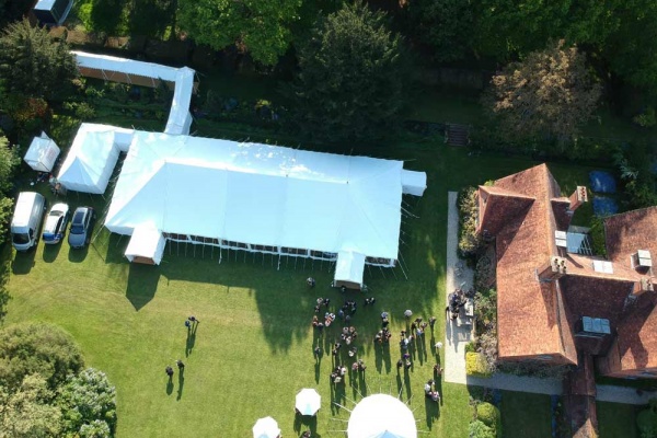 100'x40' traditional marquee aerial view
