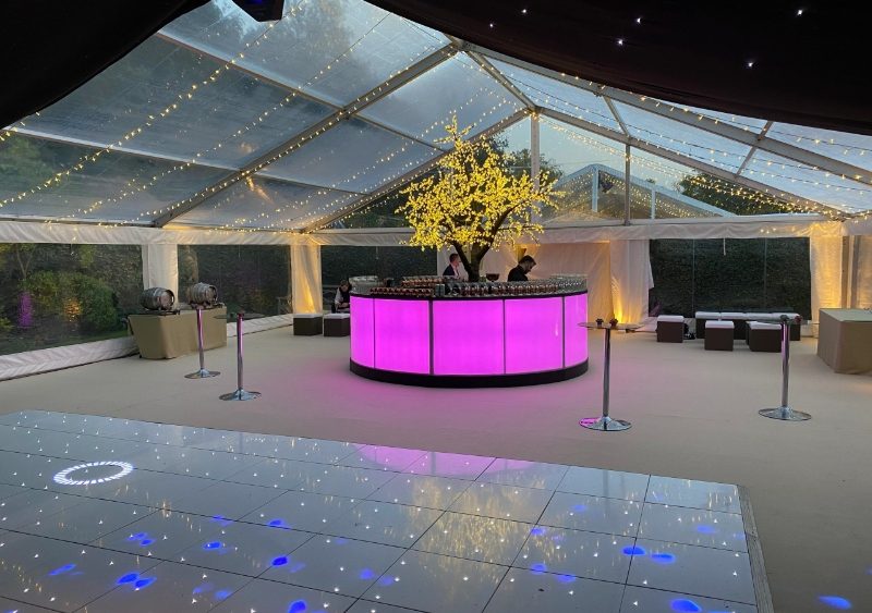 bar and dancing marquee with led dance floor