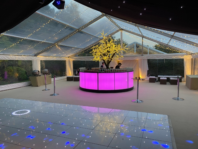 bar and dancing marquee with led dance floor